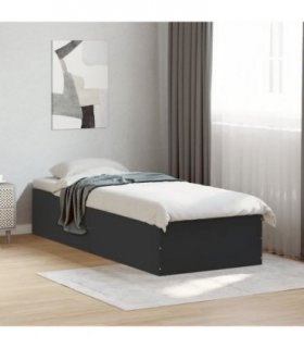 vidaXL Bed Frame without Mattress Black 75x190 cm Small Single Engineered Wood — Size: 75 x 190 cm