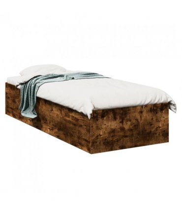 vidaXL Bed Frame without Mattress Smoked Oak 75x190 cm Small Single Engineered Wood — Size: 75 x 190 cm — V0672046662