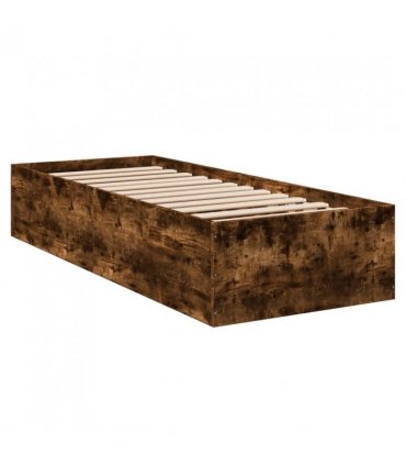 vidaXL Bed Frame without Mattress Smoked Oak 75x190 cm Small Single Engineered Wood — Size: 75 x 190 cm — V0672046662