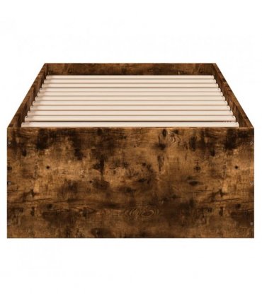 vidaXL Bed Frame without Mattress Smoked Oak 75x190 cm Small Single Engineered Wood — Size: 75 x 190 cm — V0672046662