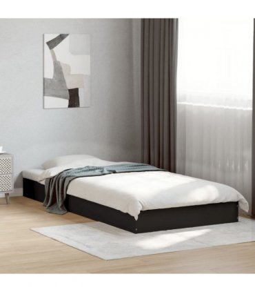 vidaXL Bed Frame without Mattress Black 75x190 cm Small Single Engineered Wood — Size: 75 x 190 cm — V0672046663