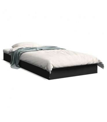 vidaXL Bed Frame without Mattress Black 75x190 cm Small Single Engineered Wood — Size: 75 x 190 cm — V0672046663