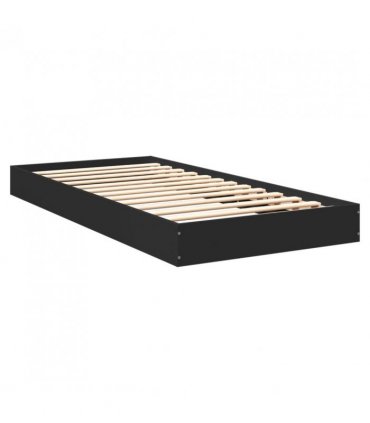 vidaXL Bed Frame without Mattress Black 75x190 cm Small Single Engineered Wood — Size: 75 x 190 cm — V0672046663