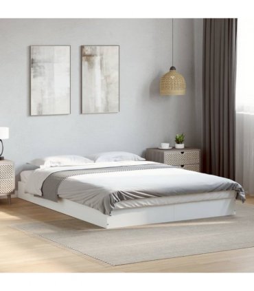 vidaXL Bed Frame without Mattress White 140x200 cm Engineered Wood — Size: 140 x 200 cm