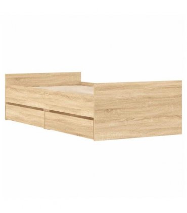 vidaXL Bed Frame | Sonoma Oak | Engineered wood, Plywood | Single — Size: 100 x 200 cm