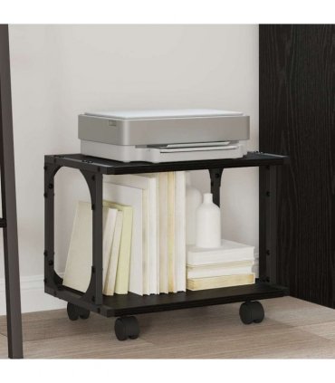 vidaXL Printer Stand Black Oak 41 x 28 x 33.5 cm Engineered Wood
