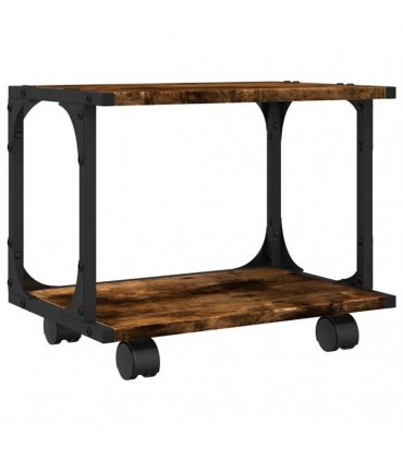 vidaXL Printer Stand 2-Tier Smoked Oak 41x28x33.5 cm Engineered Wood