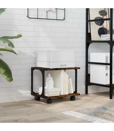 vidaXL Printer Stand 2-Tier Smoked Oak 41x28x33.5 cm Engineered Wood