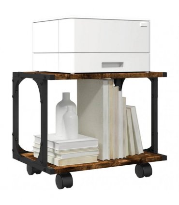 vidaXL Printer Stand 2-Tier Smoked Oak 41x28x33.5 cm Engineered Wood