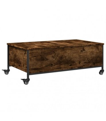 vidaXL Coffee Table with Wheels Smoked Oak 91x55x34 cm Engineered Wood