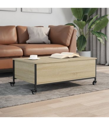 vidaXL Coffee Table with Wheels Sonoma Oak 91x55x34 cm Engineered Wood