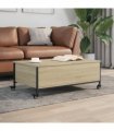 vidaXL Coffee Table with Wheels Sonoma Oak 91x55x34 cm Engineered Wood