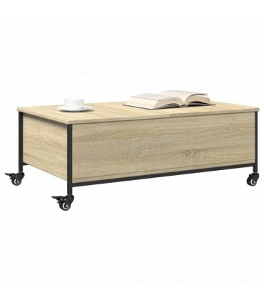 vidaXL Coffee Table with Wheels Sonoma Oak 91x55x34 cm Engineered Wood