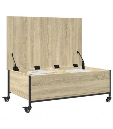 vidaXL Coffee Table with Wheels Sonoma Oak 91x55x34 cm Engineered Wood
