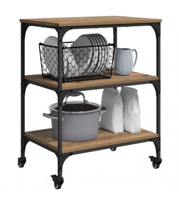 vidaXL Kitchen Trolley Artisan Oak 60 x 41 x 76 cm Engineered Wood