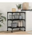 vidaXL Kitchen Trolley Black Oak 60 x 41 x 76 cm Engineered Wood