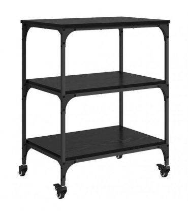 vidaXL Kitchen Trolley Black Oak 60 x 41 x 76 cm Engineered Wood