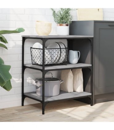 vidaXL Kitchen Trolley Grey Sonoma 60x41x76 cm Engineered Wood