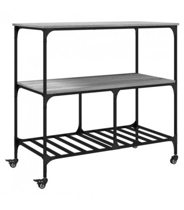 vidaXL Kitchen Trolley Grey Sonoma 100x50x95 cm Engineered Wood