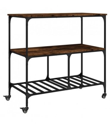 vidaXL Kitchen Trolley Smoked Oak 100x50x95 cm Engineered Wood