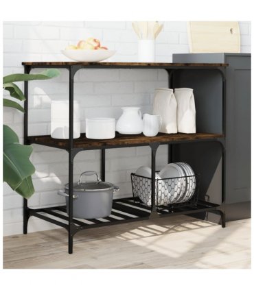 vidaXL Kitchen Trolley Smoked Oak 100x50x95 cm Engineered Wood