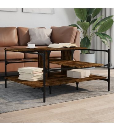 vidaXL Coffee Table Smoked Oak 100x100x48.5 cm Engineered Wood
