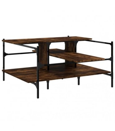 vidaXL Coffee Table Smoked Oak 100x100x48.5 cm Engineered Wood