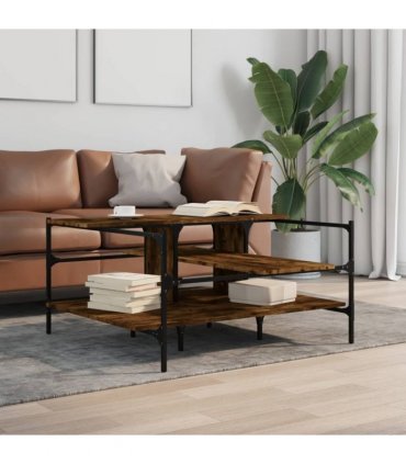 vidaXL Coffee Table Smoked Oak 100x100x48.5 cm Engineered Wood