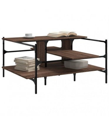vidaXL Coffee Table Brown Oak 100x100x48.5 cm Engineered Wood
