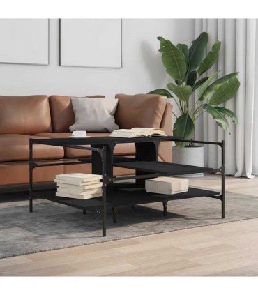vidaXL Coffee Table Black 100x100x48.5 cm Engineered Wood