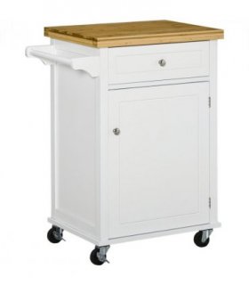 Rolling Kitchen Cart Storage Trolley with Drawer Towel Rail White