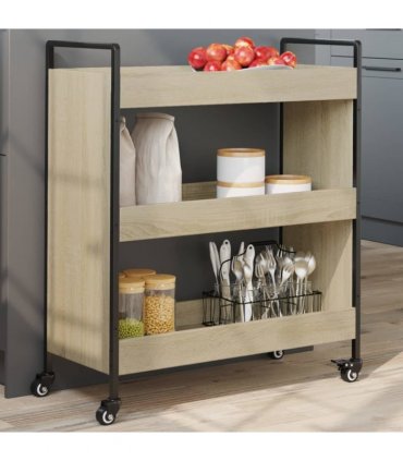 vidaXL Kitchen Trolley Sonoma Oak 70x30x82 cm Engineered Wood