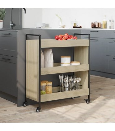vidaXL Kitchen Trolley Sonoma Oak 70x30x82 cm Engineered Wood