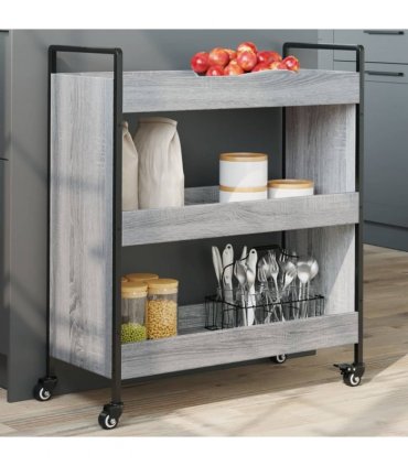 vidaXL Kitchen Trolley Grey Sonoma 70x30x82 cm Engineered Wood