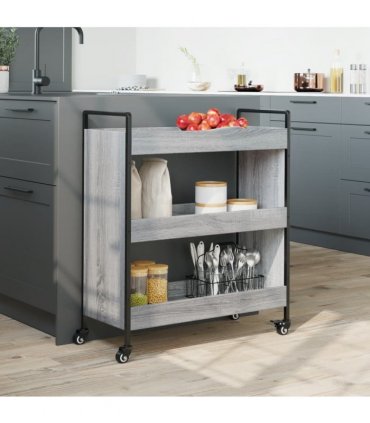 vidaXL Kitchen Trolley Grey Sonoma 70x30x82 cm Engineered Wood
