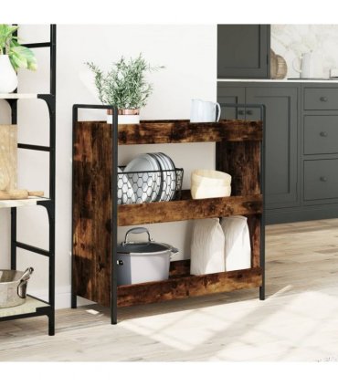 vidaXL Kitchen Trolley Smoked Oak 70x30x82 cm Engineered Wood