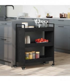 vidaXL Kitchen Trolley Black Oak 70 x 30 x 82 cm Engineered Wood