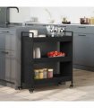 vidaXL Kitchen Trolley Black Oak 70 x 30 x 82 cm Engineered Wood