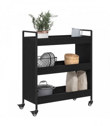 vidaXL Kitchen Trolley Black Oak 70 x 30 x 82 cm Engineered Wood