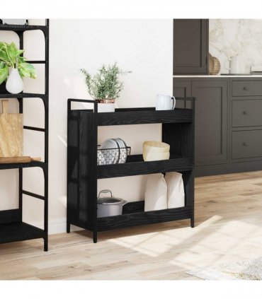 vidaXL Kitchen Trolley Black Oak 70 x 30 x 82 cm Engineered Wood