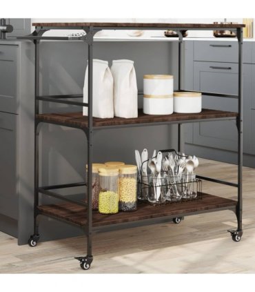 vidaXL Kitchen Trolley Brown Oak 100.5x50x105 cm Engineered Wood