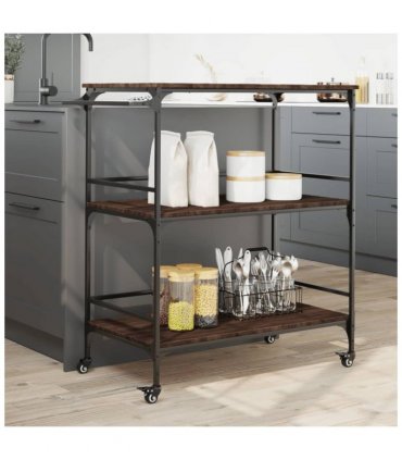 vidaXL Kitchen Trolley Brown Oak 100.5x50x105 cm Engineered Wood