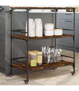vidaXL Kitchen Trolley Smoked Oak 100.5x50x105 cm Engineered Wood