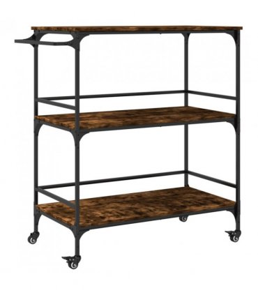 vidaXL Kitchen Trolley Smoked Oak 100.5x50x105 cm Engineered Wood
