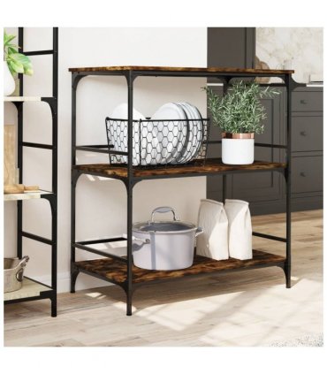 vidaXL Kitchen Trolley Smoked Oak 100.5x50x105 cm Engineered Wood