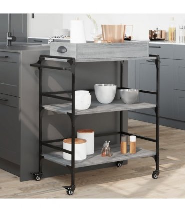 vidaXL Kitchen Trolley Grey Sonoma 81.5x41x92.5 cm Engineered Wood
