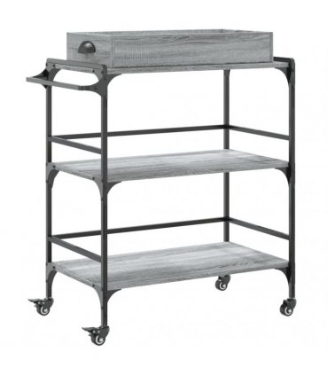 vidaXL Kitchen Trolley Grey Sonoma 81.5x41x92.5 cm Engineered Wood