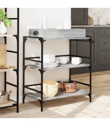 vidaXL Kitchen Trolley Grey Sonoma 81.5x41x92.5 cm Engineered Wood