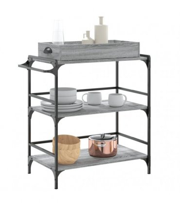 vidaXL Kitchen Trolley Grey Sonoma 81.5x41x92.5 cm Engineered Wood
