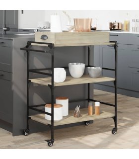 vidaXL Kitchen Trolley Sonoma Oak 81.5x41x92.5 cm Engineered Wood